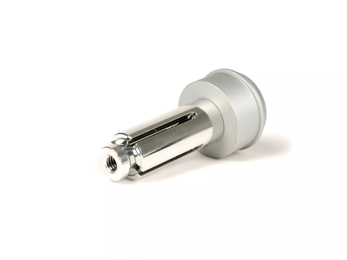 Mounting set for handlebar end mirror -BGM PRO- Vespa GT, GTS, GTL, GTV 125-300 + universal clamp for tube handlebar - silver