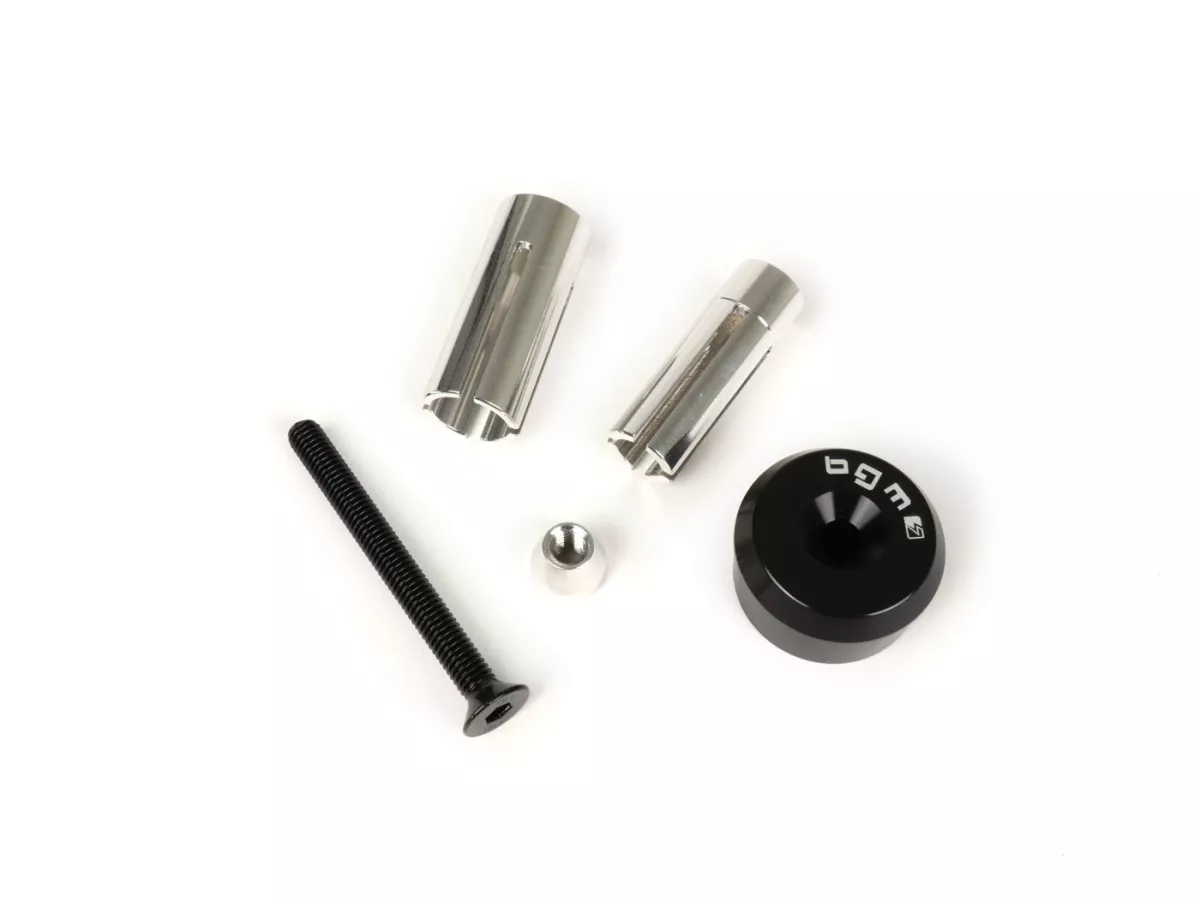 Kit de montaje para espejo de manillar -BGM PRO- Vespa GT, GTS, GTL, GTV 125-300 + abrazadera universal para manillar abierto - negro
