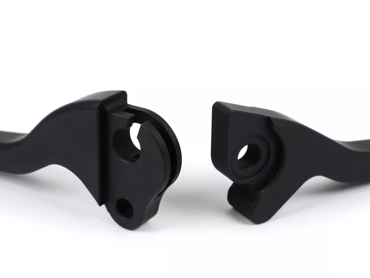 Brake and clutch lever set -BGM PRO CNC- disc brake (GRIMECA)- Vespa PX (1998-2003), LML Star, Stella - matt black - ABE