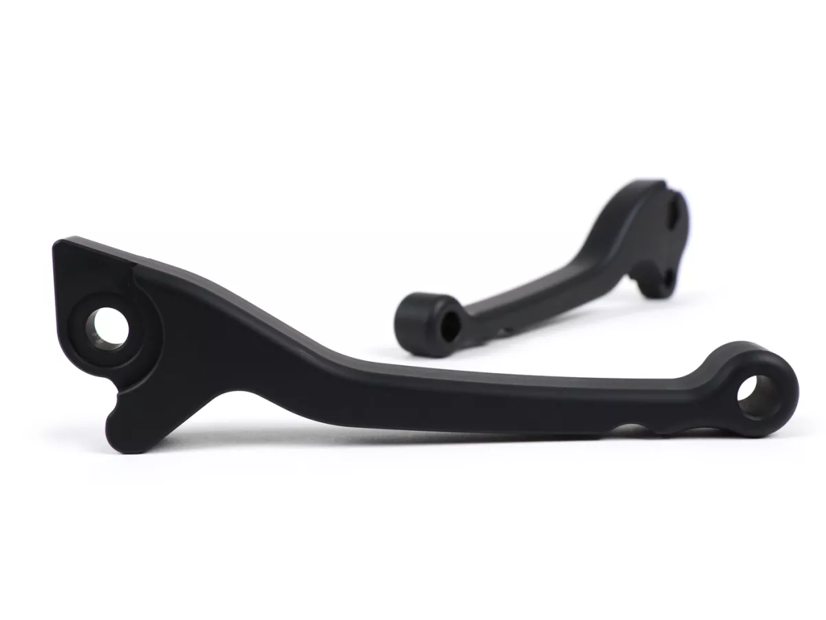 Brake and clutch lever set -BGM PRO CNC- disc brake (GRIMECA)- Vespa PX (1998-2003), LML Star, Stella - matt black - ABE