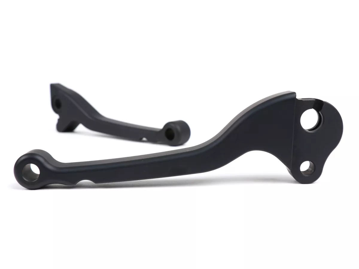 Brake and clutch lever set -BGM PRO CNC- disc brake (GRIMECA)- Vespa PX (1998-2003), LML Star, Stella - matt black - ABE