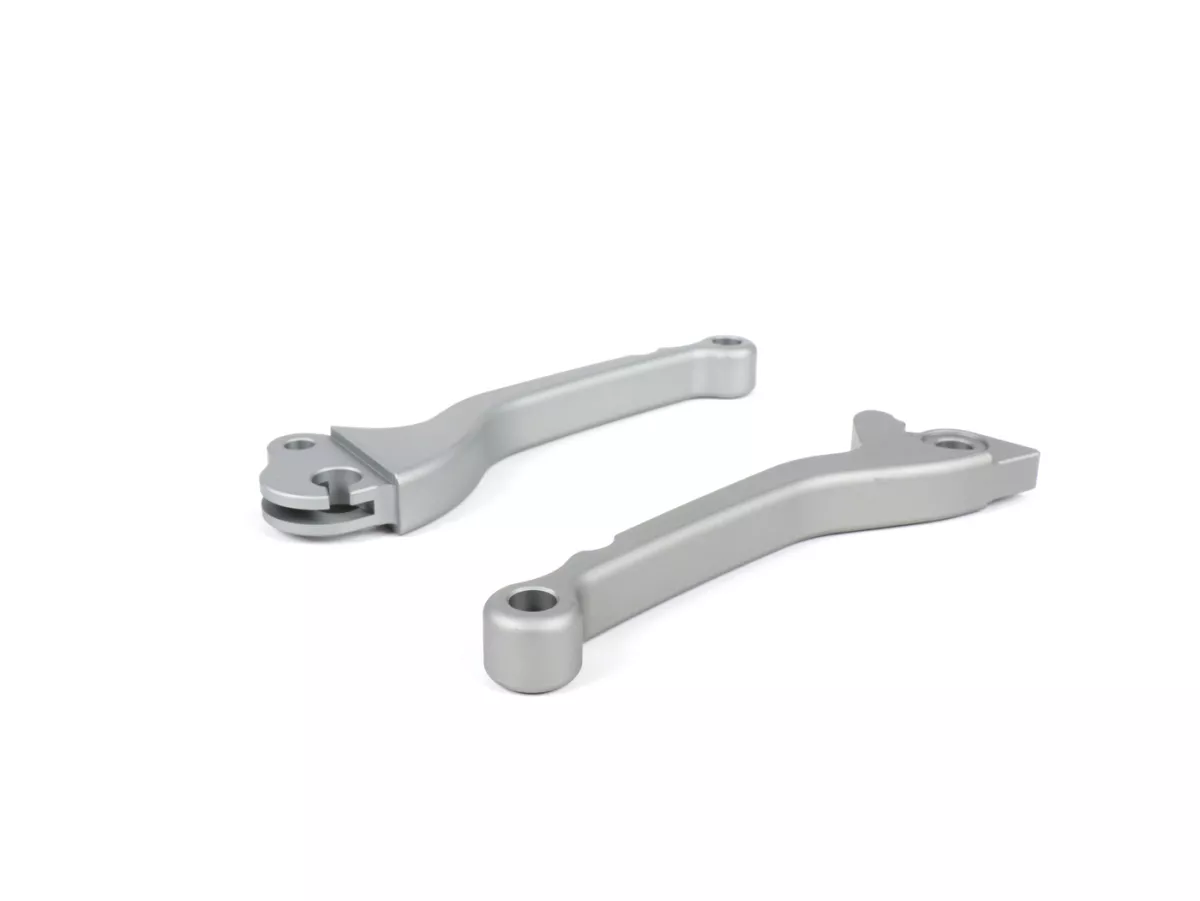 Paire leviers de frein et d’embrayage -BGM PRO CNC- frein à disque (GRIMECA)- Vespa PX (1998-2003), LML Star, Stella - gris acier - ABE
