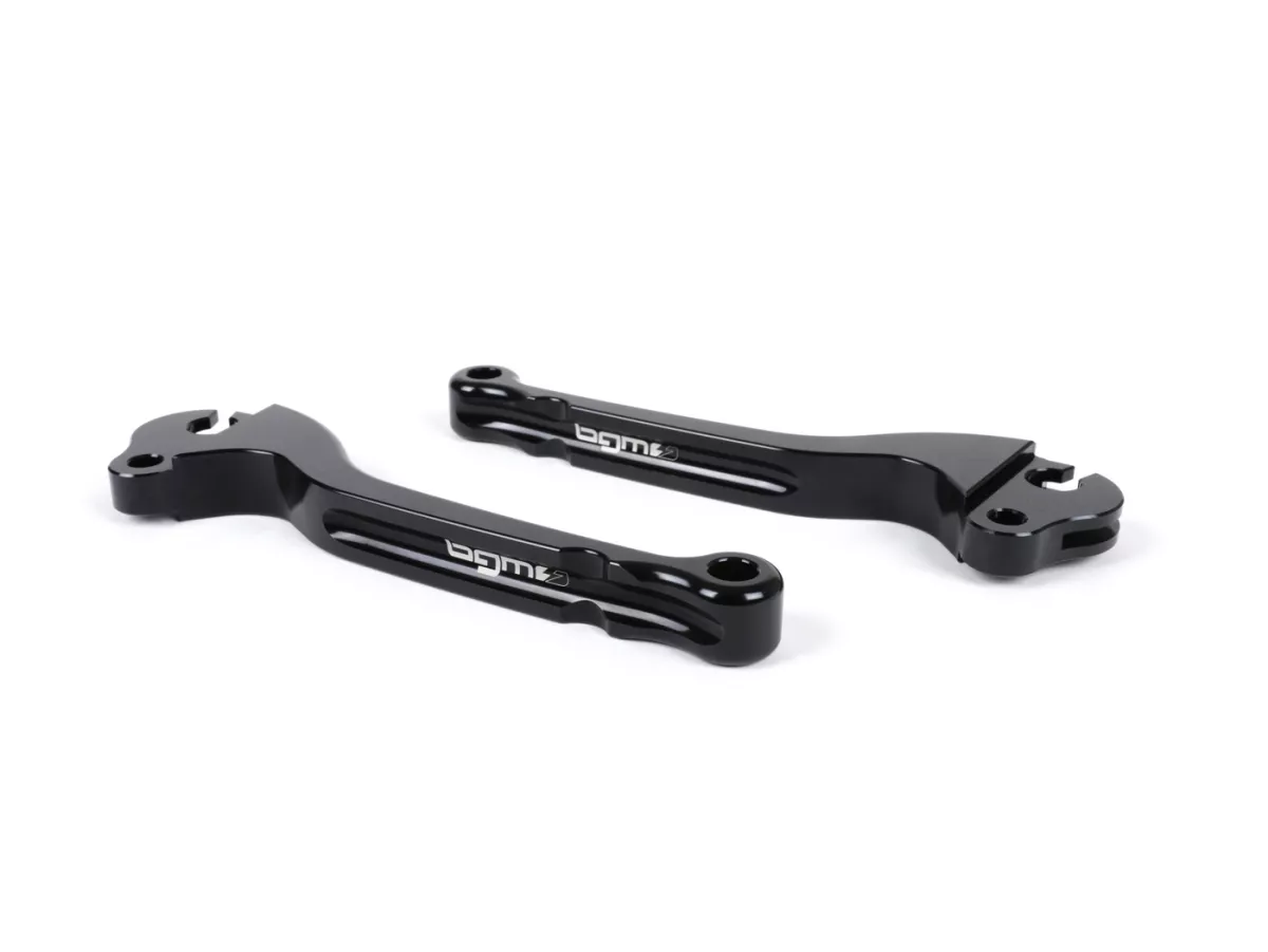 Leva freno + leva frizione (set) -BGM PRO CNC- Freno a tamburo- Vespa Largeframe 1957-1998 - PX, T5, Sprint, Rally, GT, GTR, TS, VNA, VNB, VBB, VBA, GS, SS180, Smallframe 1963-1989 V50, 50N, V90, PV125, ET3, PK S, PK XL1 - Nero - ABE