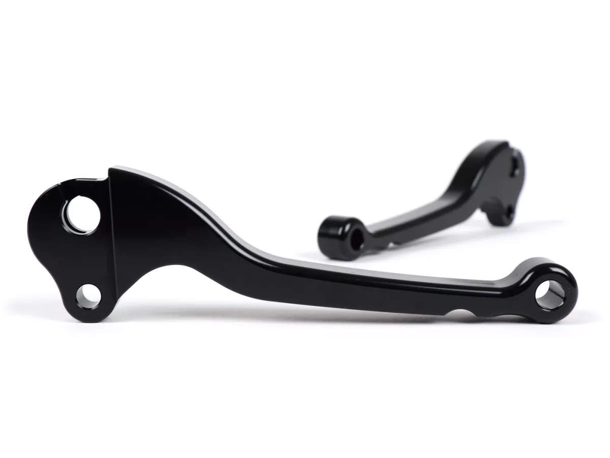 Leva freno + leva frizione (set) -BGM PRO CNC- Freno a tamburo- Vespa Largeframe 1957-1998 - PX, T5, Sprint, Rally, GT, GTR, TS, VNA, VNB, VBB, VBA, GS, SS180, Smallframe 1963-1989 V50, 50N, V90, PV125, ET3, PK S, PK XL1 - Nero - ABE
