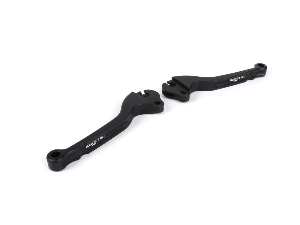 Palanca de freno + palanca de embrague (juego) -BGM PRO CNC- freno de tambor- Vespa Largeframe 1957-1998 - PX, T5, Sprint, Rally, GT, GTR, TS, VNA, VNB, VBB, VBA, GS, SS180, Smallframe 1963-1989 V50, 50N, V90, PV125, ET3, PK S, PK XL1 - Negro mate - ABE