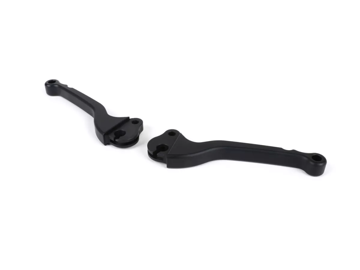 Palanca de freno + palanca de embrague (juego) -BGM PRO CNC- freno de tambor- Vespa Largeframe 1957-1998 - PX, T5, Sprint, Rally, GT, GTR, TS, VNA, VNB, VBB, VBA, GS, SS180, Smallframe 1963-1989 V50, 50N, V90, PV125, ET3, PK S, PK XL1 - Negro mate - ABE