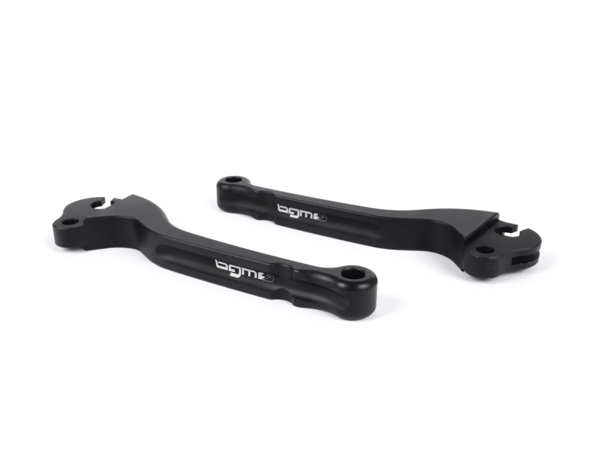 Palanca de freno + palanca de embrague (juego) -BGM PRO CNC- freno de tambor- Vespa Largeframe 1957-1998 - PX, T5, Sprint, Rally, GT, GTR, TS, VNA, VNB, VBB, VBA, GS, SS180, Smallframe 1963-1989 V50, 50N, V90, PV125, ET3, PK S, PK XL1 - Negro mate - ABE