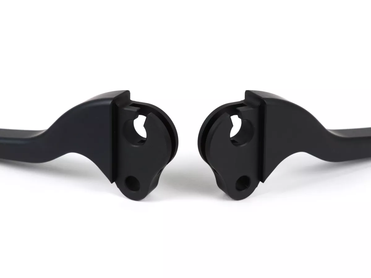 Palanca de freno + palanca de embrague (juego) -BGM PRO CNC- freno de tambor- Vespa Largeframe 1957-1998 - PX, T5, Sprint, Rally, GT, GTR, TS, VNA, VNB, VBB, VBA, GS, SS180, Smallframe 1963-1989 V50, 50N, V90, PV125, ET3, PK S, PK XL1 - Negro mate - ABE