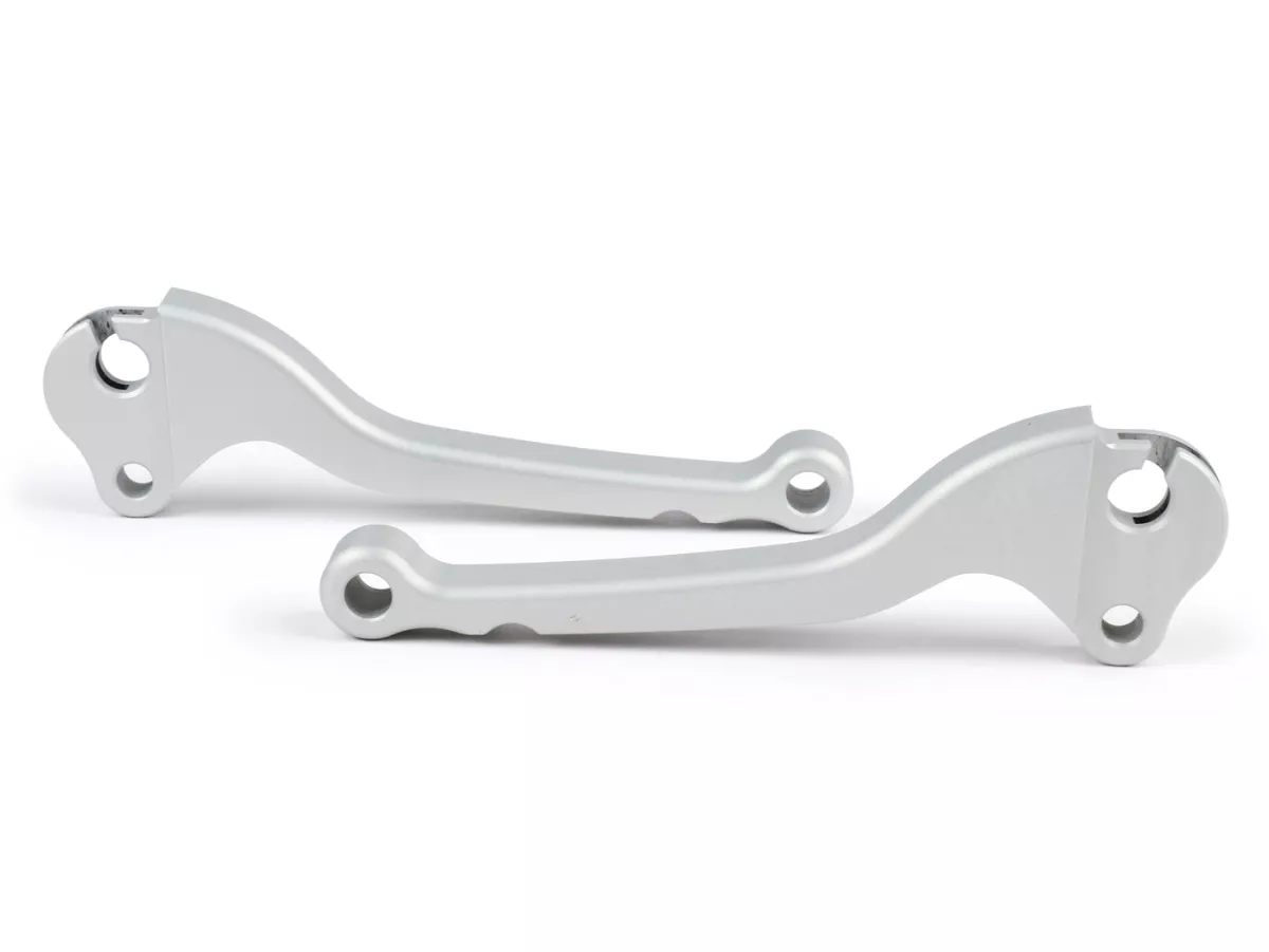 Paire leviers de frein et d’embrayage -BGM PRO CNC- frein à tambour - Vespa Largeframe (1957-1998) - PX, T5, Sprint, Rally, GT, GTR, TS, VNA, VNB, VBB, VBA, GS, SS180, Smallframe (1963-1989) V50, 50N, V90, PV125, ET3, PK S, PK XL1 - argenté mat - ABE