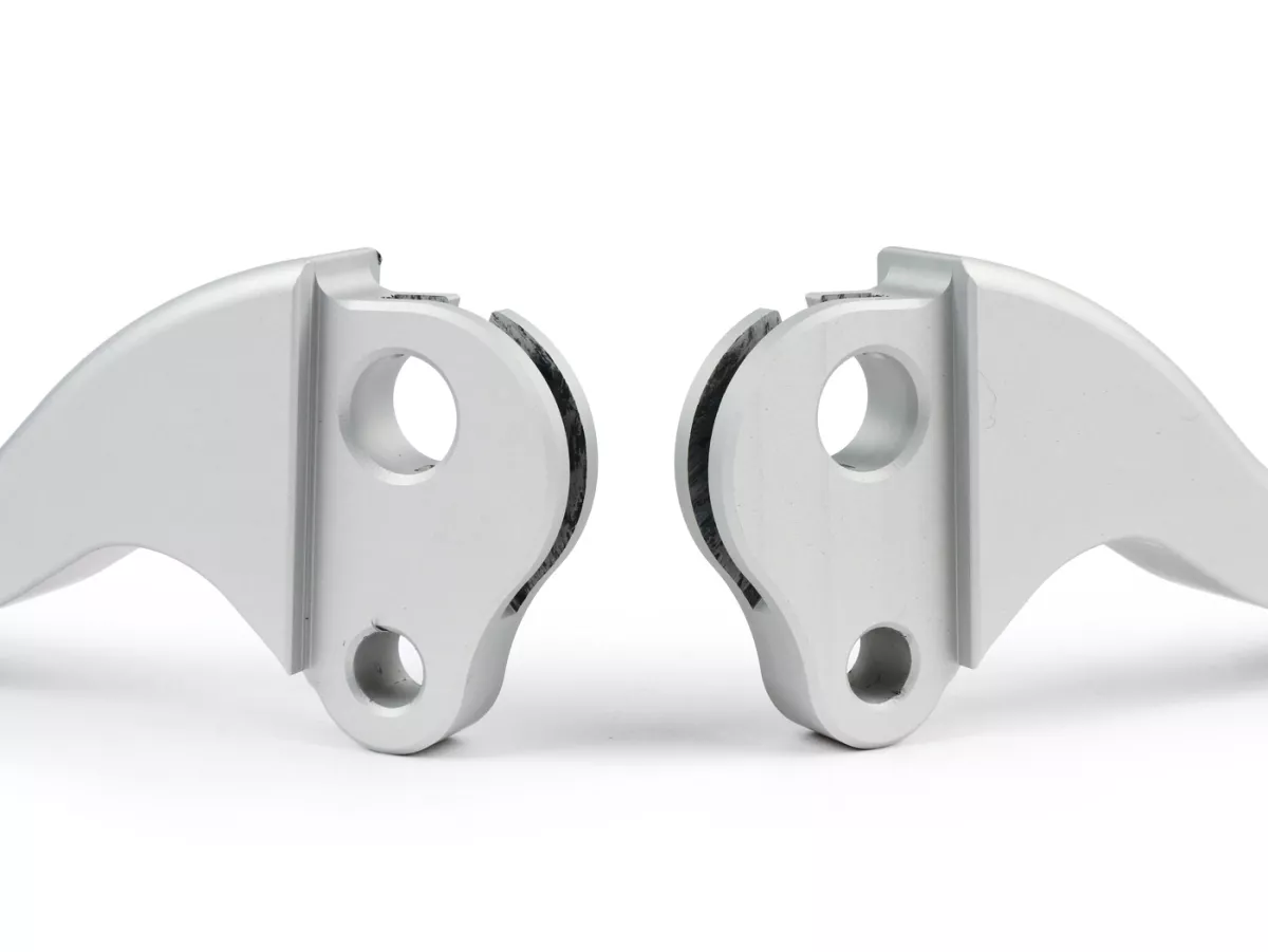 Paire leviers de frein et d’embrayage -BGM PRO CNC- frein à tambour - Vespa Largeframe (1957-1998) - PX, T5, Sprint, Rally, GT, GTR, TS, VNA, VNB, VBB, VBA, GS, SS180, Smallframe (1963-1989) V50, 50N, V90, PV125, ET3, PK S, PK XL1 - argenté mat - ABE