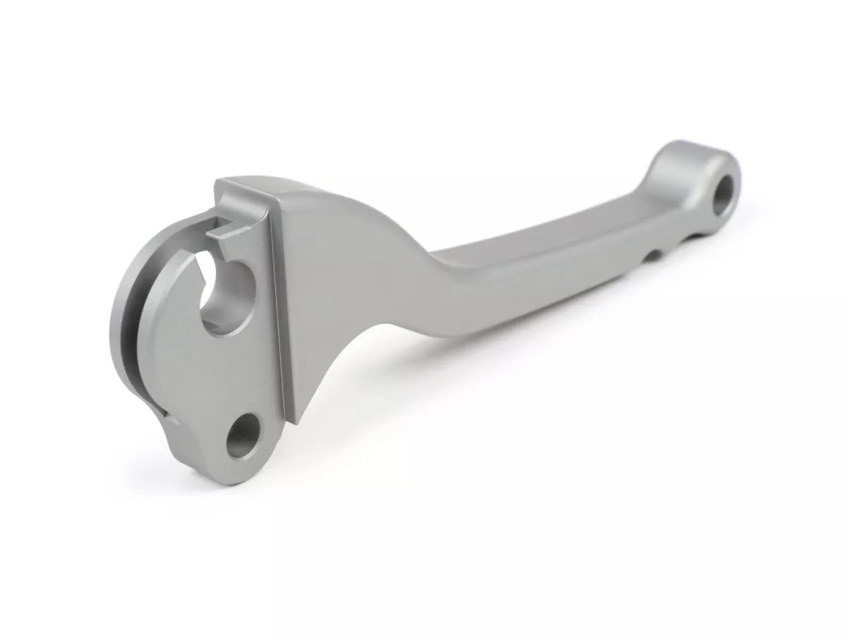Levier de frein -BGM PRO CNC- frein à tambour - Vespa Largeframe 1957-1998 - PX, T5, Sprint, Rally, GT, GTR, TS, VNA, VNB, VBB, VBA, GS, SS180, Smallframe 1963-1989 V50, 50N, V90, PV125, ET3, PK S, PK XL1 - gris acier - ABE