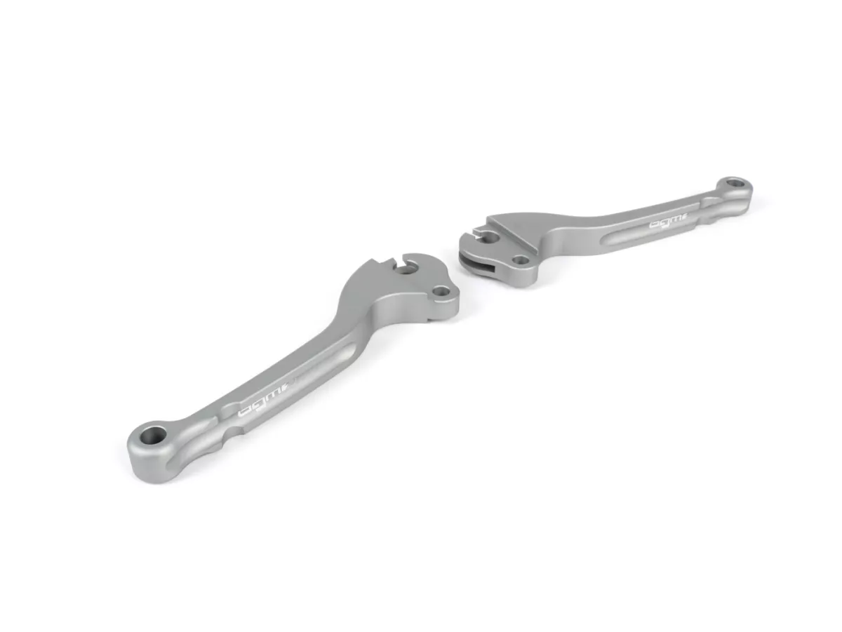 Brake and clutch lever set -BGM PRO CNC- bowden cable- Vespa Largeframe 1957-1998 - PX, T5, Sprint, Rally, GT, GTR, TS, VNA, VNB, VBB, VBA, GS, SS180, Smallframe 1963-1989 V50, 50N, V90, PV125, ET3, PK S, PK XL1 - steel grey - ABE
