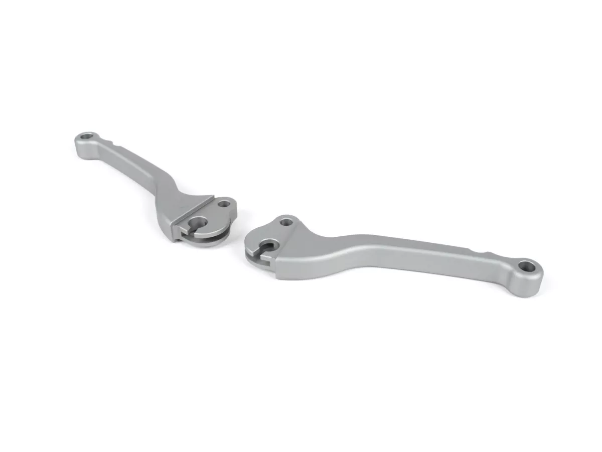 Brake and clutch lever set -BGM PRO CNC- bowden cable- Vespa Largeframe 1957-1998 - PX, T5, Sprint, Rally, GT, GTR, TS, VNA, VNB, VBB, VBA, GS, SS180, Smallframe 1963-1989 V50, 50N, V90, PV125, ET3, PK S, PK XL1 - steel grey - ABE