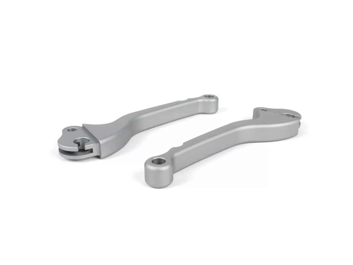 Brake and clutch lever set -BGM PRO CNC- bowden cable- Vespa Largeframe 1957-1998 - PX, T5, Sprint, Rally, GT, GTR, TS, VNA, VNB, VBB, VBA, GS, SS180, Smallframe 1963-1989 V50, 50N, V90, PV125, ET3, PK S, PK XL1 - steel grey - ABE