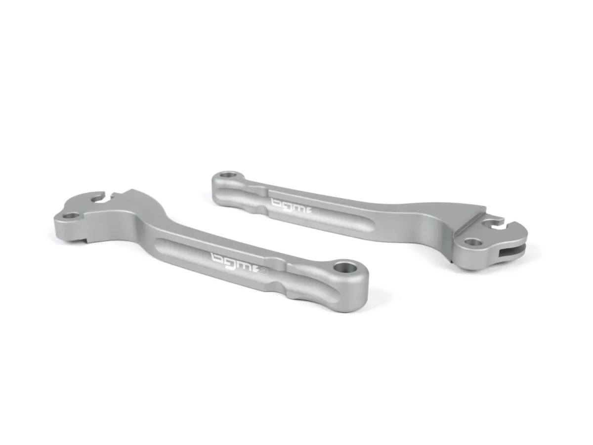 Brake and clutch lever set -BGM PRO CNC- bowden cable- Vespa Largeframe 1957-1998 - PX, T5, Sprint, Rally, GT, GTR, TS, VNA, VNB, VBB, VBA, GS, SS180, Smallframe 1963-1989 V50, 50N, V90, PV125, ET3, PK S, PK XL1 - steel grey - ABE