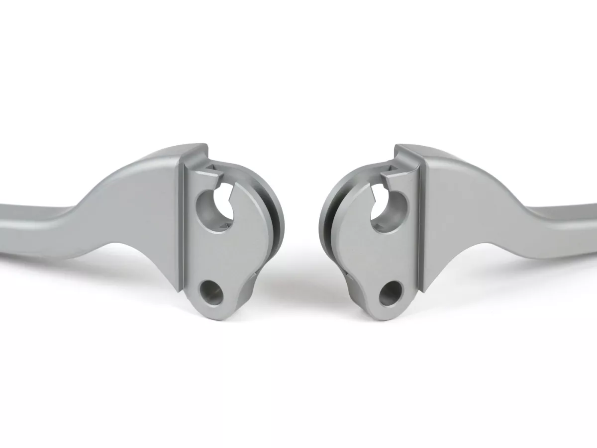 Brake and clutch lever set -BGM PRO CNC- bowden cable- Vespa Largeframe 1957-1998 - PX, T5, Sprint, Rally, GT, GTR, TS, VNA, VNB, VBB, VBA, GS, SS180, Smallframe 1963-1989 V50, 50N, V90, PV125, ET3, PK S, PK XL1 - steel grey - ABE
