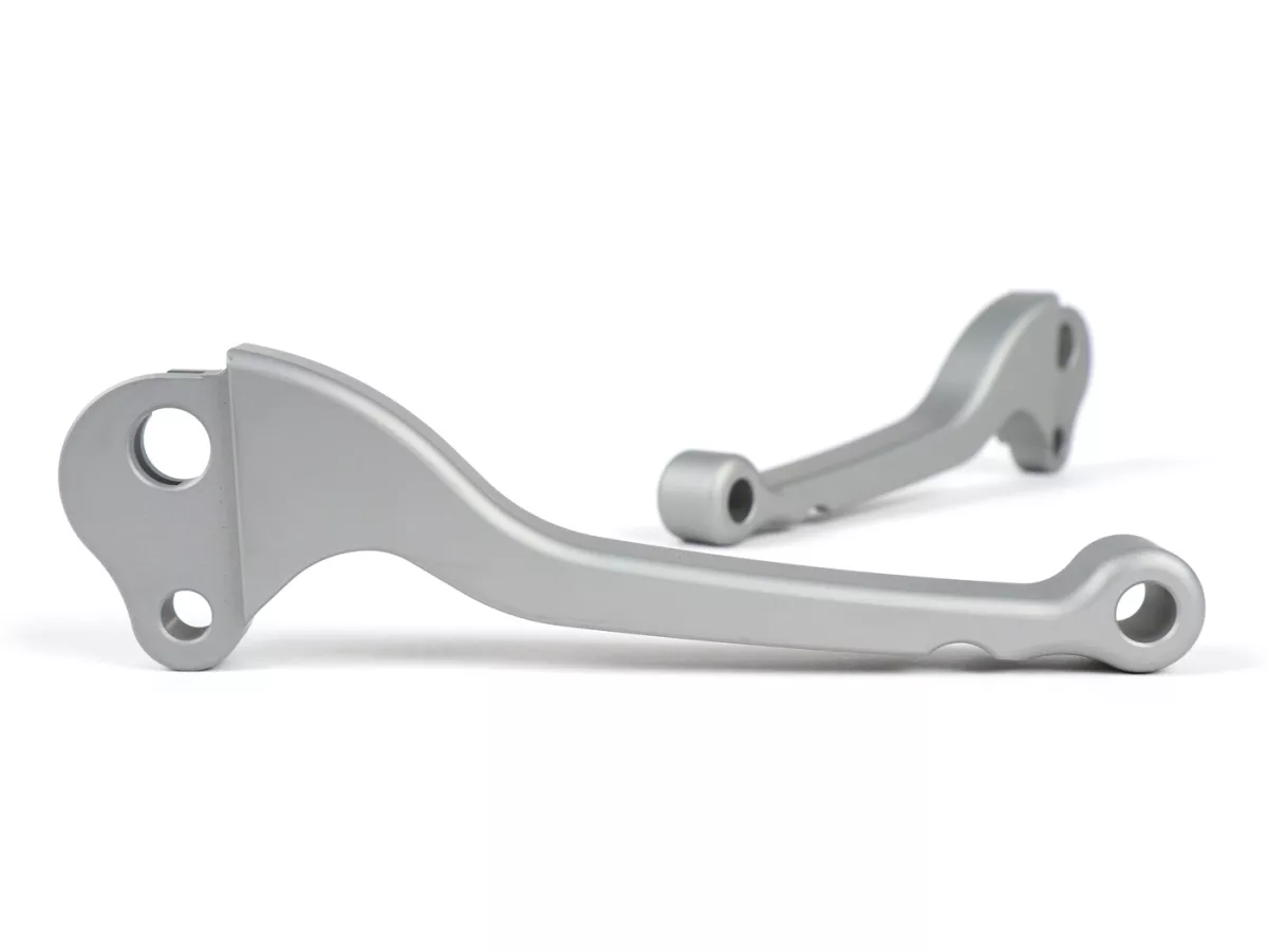 Brake and clutch lever set -BGM PRO CNC- bowden cable- Vespa Largeframe 1957-1998 - PX, T5, Sprint, Rally, GT, GTR, TS, VNA, VNB, VBB, VBA, GS, SS180, Smallframe 1963-1989 V50, 50N, V90, PV125, ET3, PK S, PK XL1 - steel grey - ABE