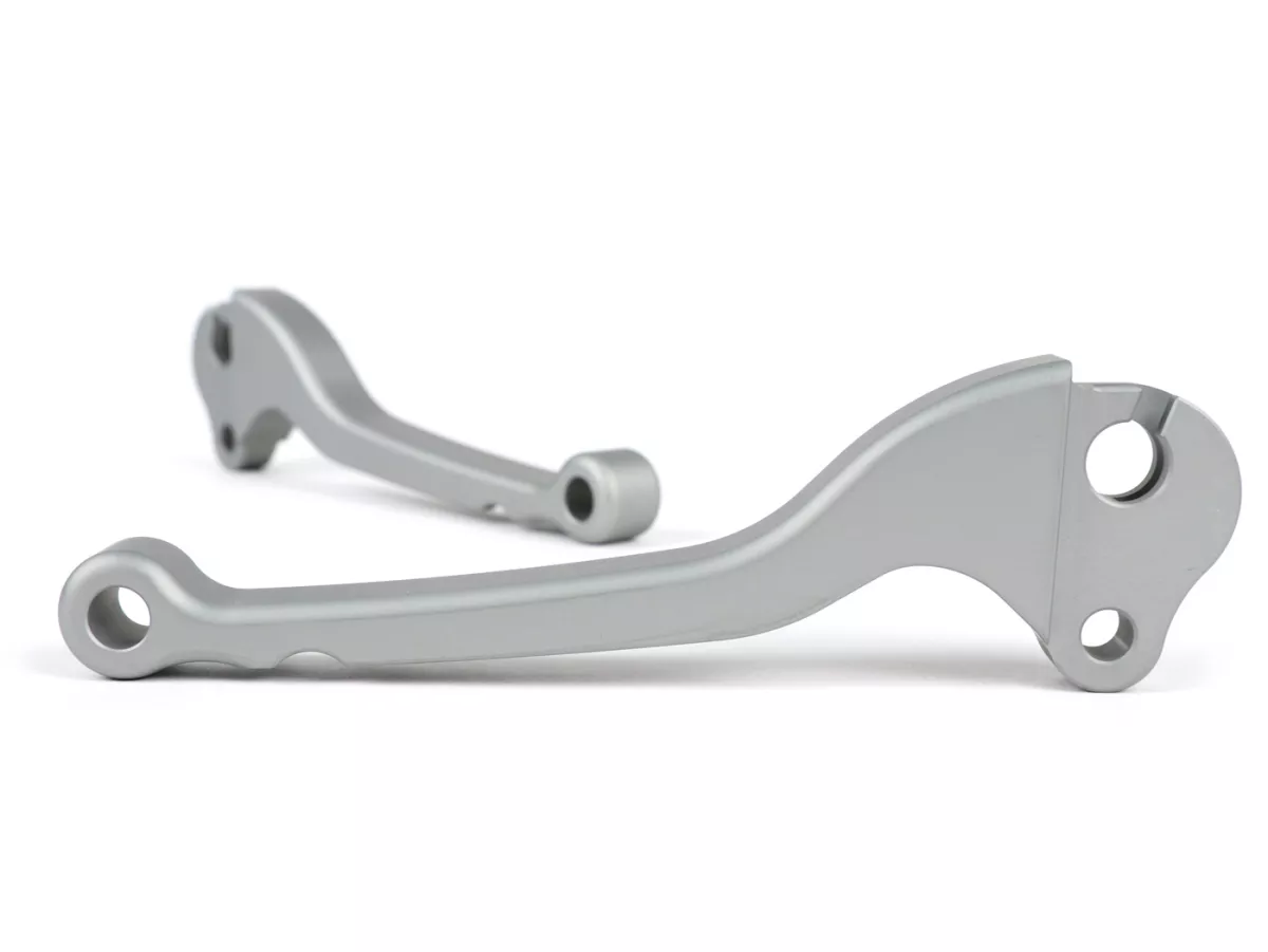 Brake and clutch lever set -BGM PRO CNC- bowden cable- Vespa Largeframe 1957-1998 - PX, T5, Sprint, Rally, GT, GTR, TS, VNA, VNB, VBB, VBA, GS, SS180, Smallframe 1963-1989 V50, 50N, V90, PV125, ET3, PK S, PK XL1 - steel grey - ABE