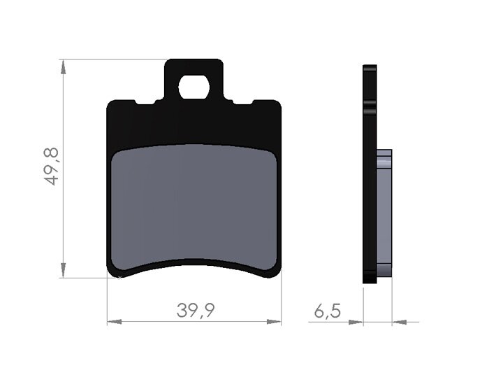 Pastillas de freno -BGM 39,7x49,5mm- pinza de freno SIP, APRILIA Amico GL, GLE, LX, Sport Life, LX 50 ccm año 1992 (v), Area 51 50 ccm año 1998 (vh), Compay 125 ccm año 2003 (v), Compay 50 ccm año 2002 (v), Gulliver 50 ccm año 1995 (v), Gulliver LC 50 ccm