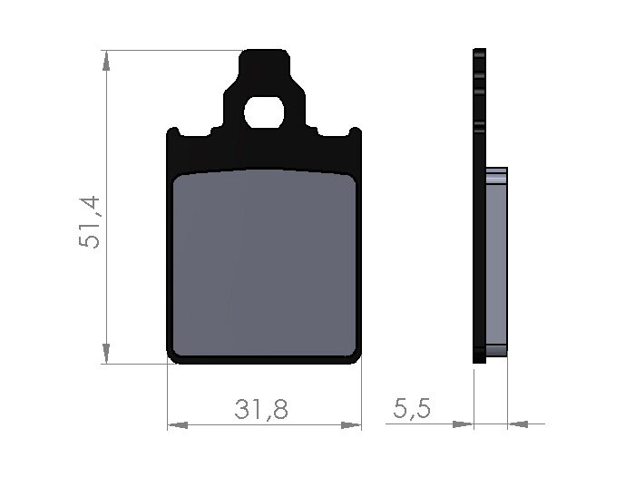 Brake pads -BGM 31,8x51.2mm- Grimeca - Vespa PX Disc (1998-2010), LML Star, Stella, Grimeca Classic/NT, SKR125, SKR150 1993-1997 (f), Quartz 50cc 1992 (f), ITALJET Formula AC 50cc 1995 (f), Quartz 50cc 1992 (f), Skipper 125cc 1993-1997 (f), Skipper 150cc