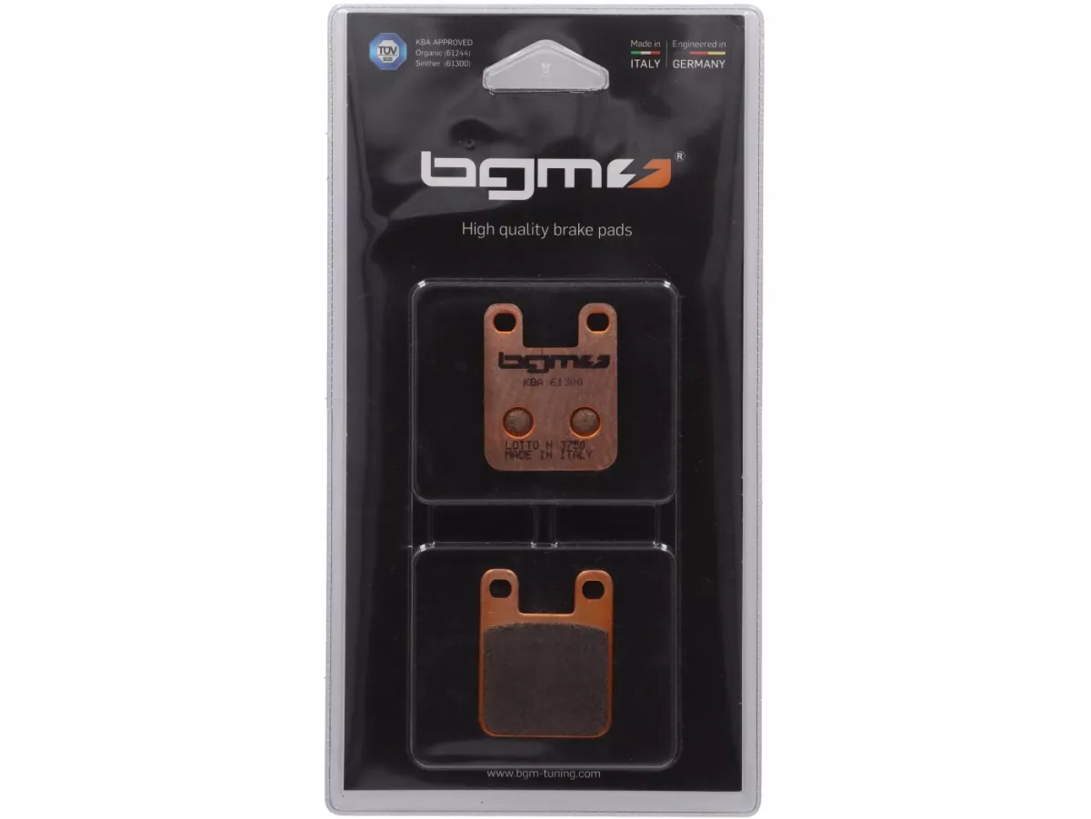 Bromsbelägg -BGM PRO Sintersport 36x45mm- BETA Eikon 50 ccm 1999 (vh), DERBI Atlantis 50 ccm 1999 (v), Atlantis 100 ccm 2001 (v), Atlantis 100 ccm 4T 2001 (v), Aventura 50 ccm 1996 (v), GP 1 50 ccm 2001-2004 (vh), GP 1 50 ccm 2005 (h), GPR 125 ccm R 2004