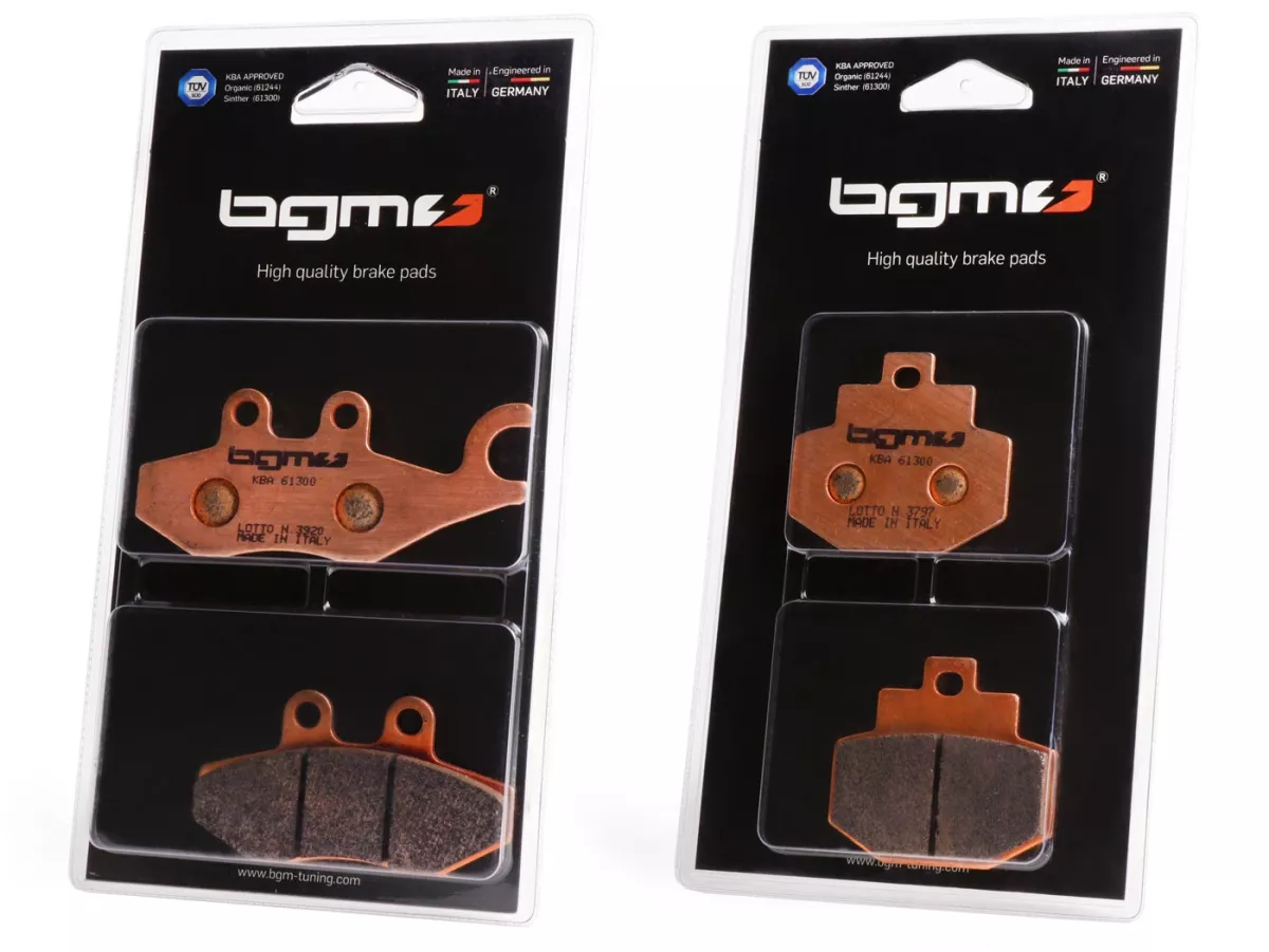 Set bantalan rem -BGM PRO Sintersport- Vespa GTS (depan/belakang, semua model) - GTS300 HPE, Supertech, Supersport, Super Racing Sixties, Super Notte, Yacht Club, Touring, Super, GTV300 Sei Giorni, GT, GTL, GTS, 946, Gilera Runner VX/VXR 125-180-200, DNA1