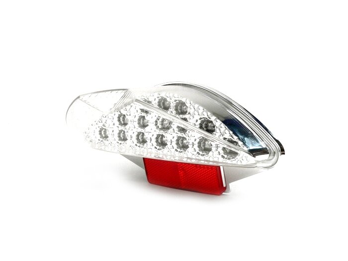 Fanale posteriore -BGM ORIGINAL in vetro trasparente 15 LED con funzione di indicatore di direzione- MBK Nitro (YQ50/L, 2 tempi), Yamaha Aerox (YQ50/L, 2 tempi)