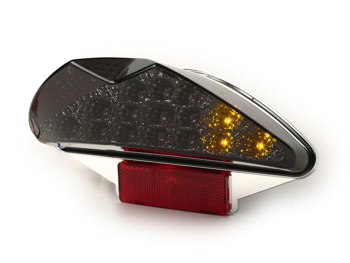 Fanale posteriore -BGM ORIGINAL in vetro trasparente 15 LED con funzione di indicatore - MBK Nitro (YQ50/L, 2 tempi), Yamaha Aerox (YQ50/L, 2 tempi) - nero