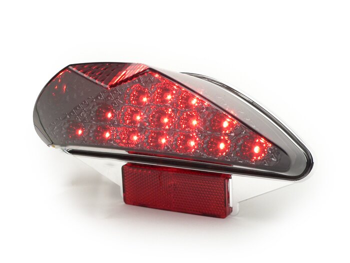 Fanale posteriore -BGM ORIGINAL in vetro trasparente 15 LED con funzione di indicatore - MBK Nitro (YQ50/L, 2 tempi), Yamaha Aerox (YQ50/L, 2 tempi) - nero