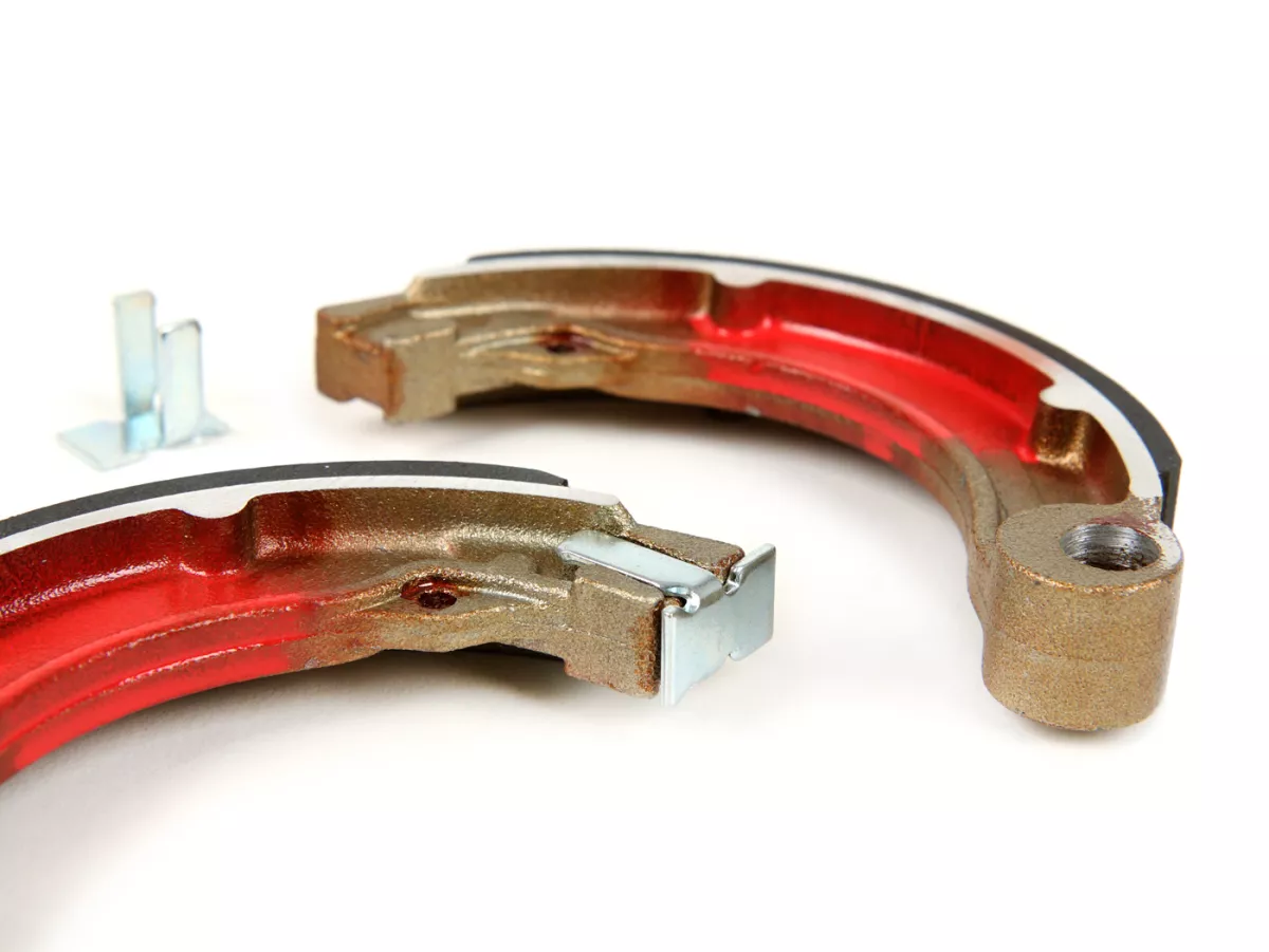 Brake shoes -BGM PRO Ø=127x20 mm for brake drum BGM5310- Vespa 8 rear, 2 anchor pins, Vespa VNB4T-VNB6T (r), VBB2T (r) - also used for conversion from 10 to 8