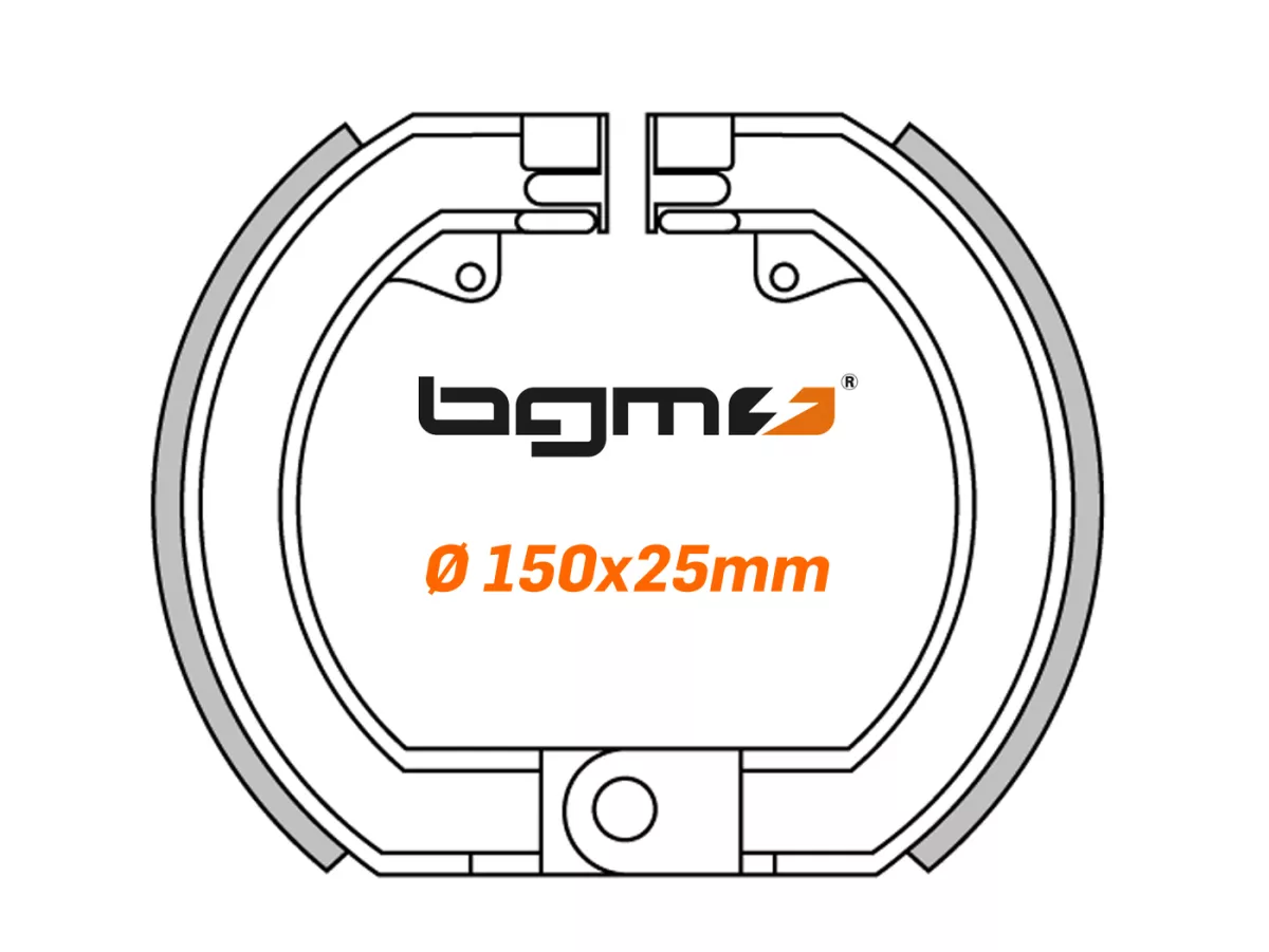 Remschoenen -BGM PRO Ø=150x25mm voor Vespa Rally180 (VSD1T), Rally200 (VSE1T) (v), Sprint (v), TS (v), GT125 (VNL2T) (v), GTR125 (VNL2T) (v), GL150 (VLA1T) (v), SS180 (v), GS160 (v), GS150 / GS3 (VS1T-VS4T) (vh) (VS5T) (v)