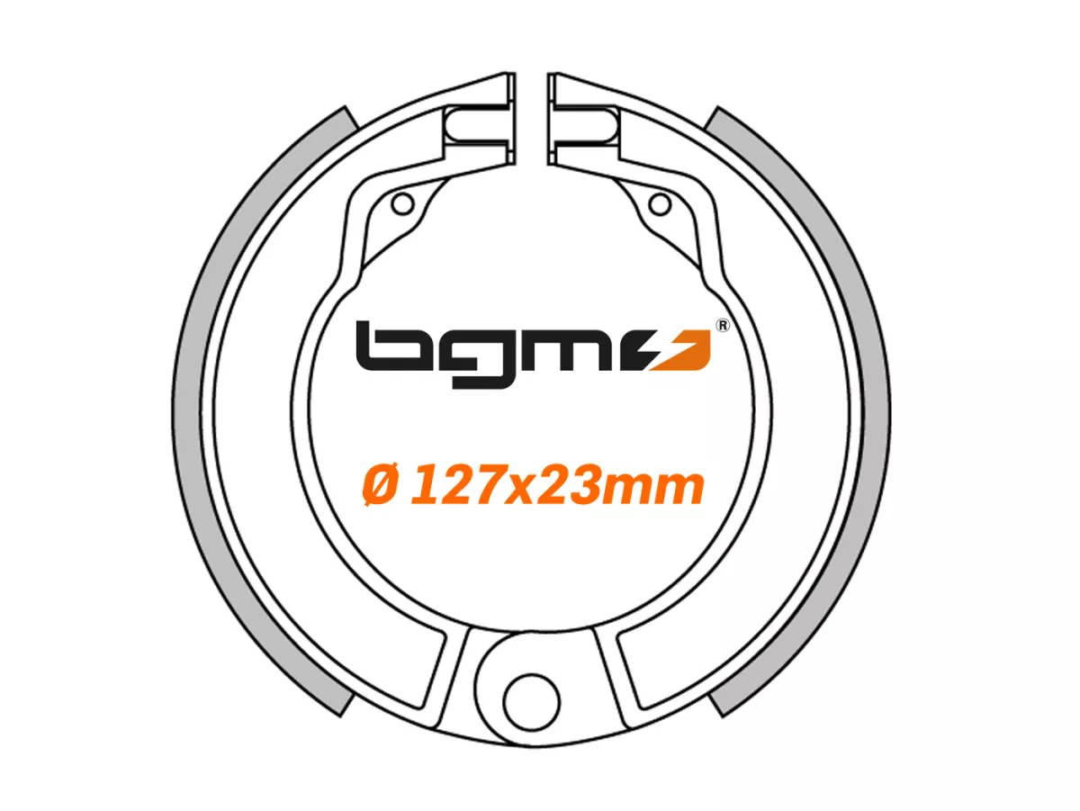 Ganasce freno -BGM PRO Ø=127x23 mm- Vespa 8 posteriore, 1 attacco, Vespa Wideframe da V1T a V15T (h), da V30T a V33T (h), VM (h), VN (h), VL (h), VB (h), da VNA1T a VNA2T (h), da VNB1T a VNB3T (h), VBA1T (h), VBB1T (h)