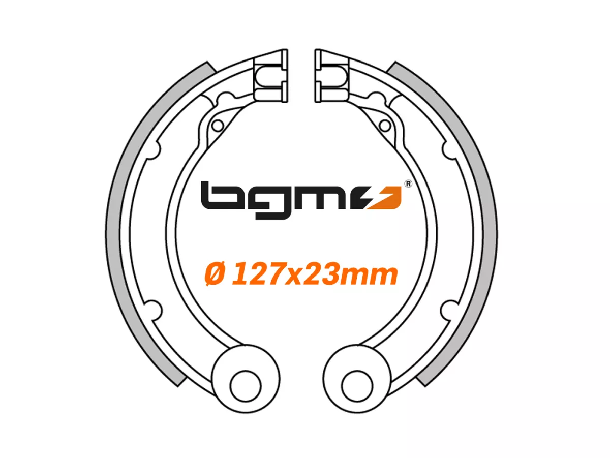 Ganasce freno -BGM PRO Ø=127x23mm- Vespa 8 posteriore, 2 supporti, Vespa VNB4T a VNB6T (h), VBB2T (h) - utilizzato anche per la conversione 10 a 8