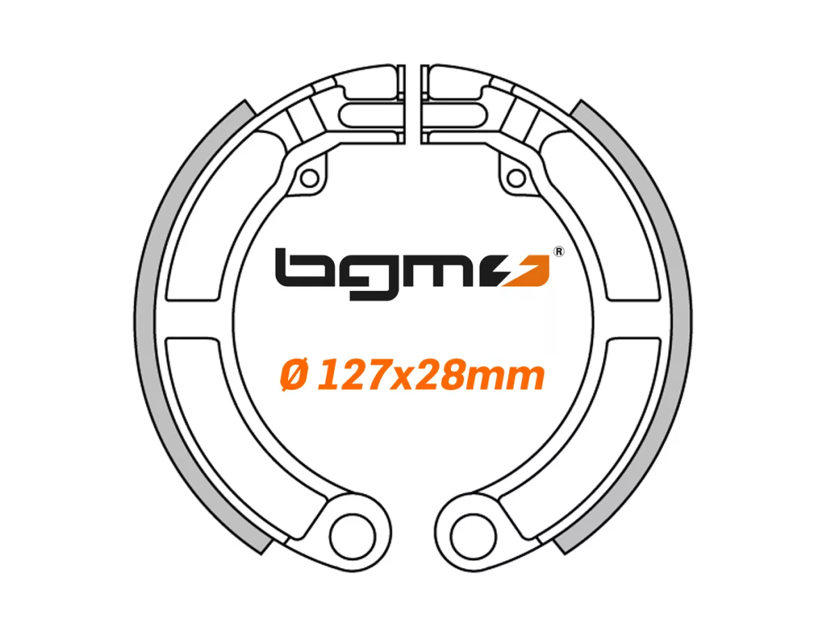 Ganasce freno -BGM PRO Ø=127x28mm- Vespa 8 posteriore, 2 supporti, Vespa Super (h)
