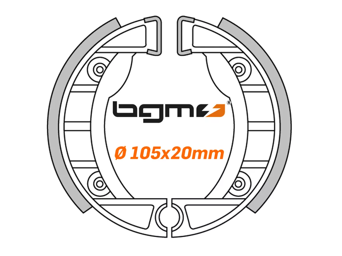 Zapatas de freno -BGM PRO Ø=104x20mm- Piaggio Bravo, Piaggio Ciao, Piaggio Grillo, Piaggio Si, Piaggio Superbravo, Piaggio Vespino F9, Piaggio Velofax