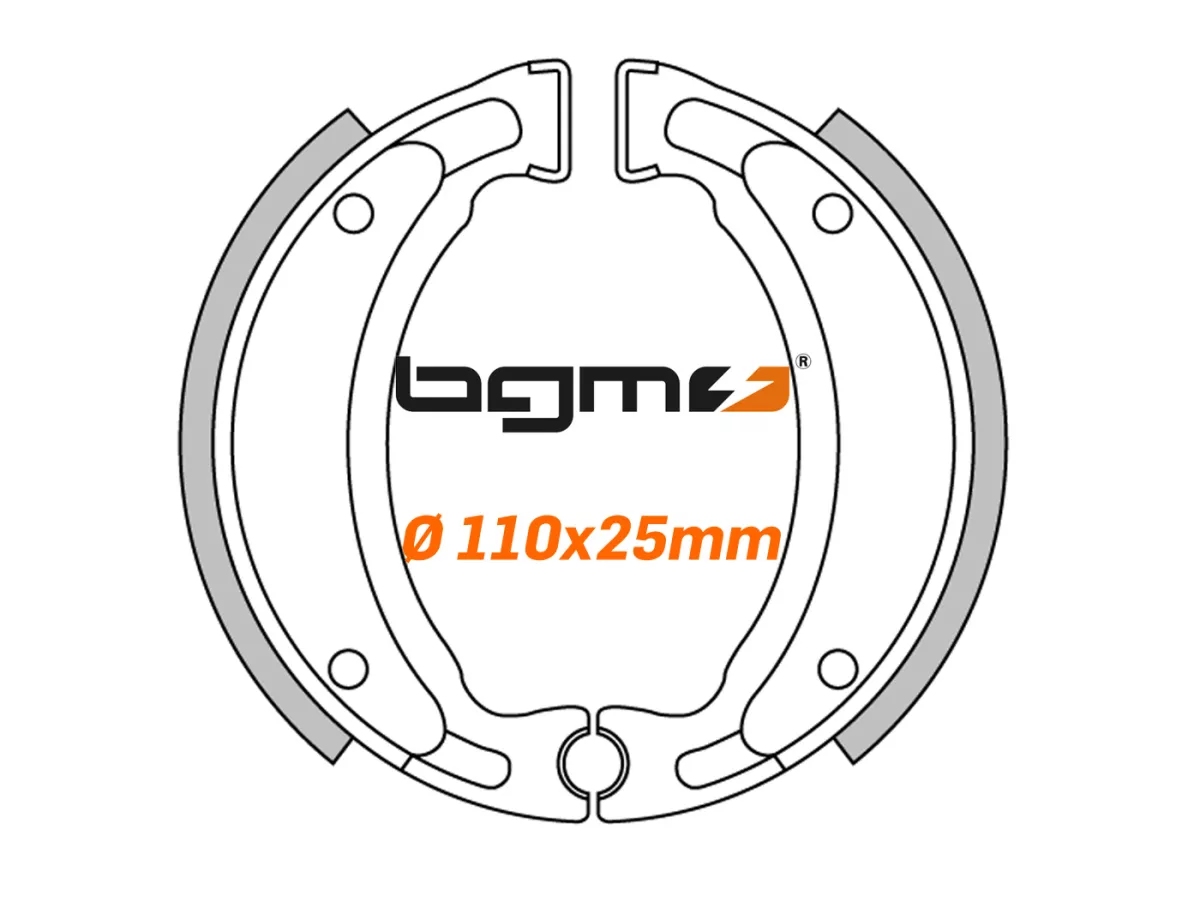 Brake shoes -BGM PRO Ø=110x25mm- YAMAHA BWs 50, Neos 50, Why, Axis, Slider, MBK Bosster 50, Ovetto 50, Flipper, Stunt, Forte, KEEWAY Flash, Focus, RY6, RY8, Matrix, F-Act, GENERIC Roc, Ideo, XOR, CPI Aragon, Oliver, Formula R, Popcorn, Hussar