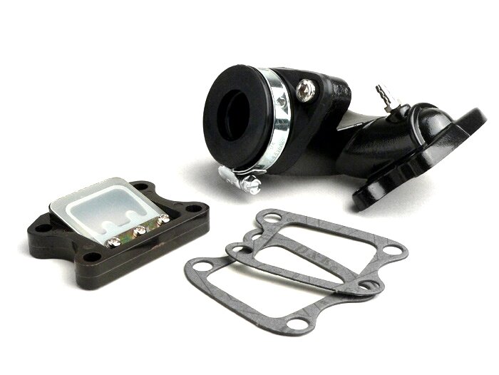 Colector de admisión -BGM PRO V2- Peugeot 50 cc (vertical) - SPEEDFIGHT1 50 cc LC, SPEEDFIGHT2 50 cc LC, XFIGHT 50, SPEEDFIGHT1 50 cc AC, SPEEDFIGHT2 50 cc AC, TKR50, TREKKER50, VIVACITY50, ELYSEO50, SQUAB50, SV50, ZENITH50, BUXY50, ELYSTAR50, LOOXOR50, S