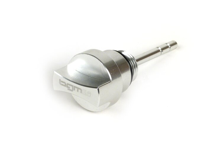 Tapón de llenado de aceite con varilla -BGM PRO, aceite motor- Piaggio Leader/Quasar - Vespa ET4, LX, LXV, S, GT, GTS, GTV, GTL 125-300cc - Anodizado plata