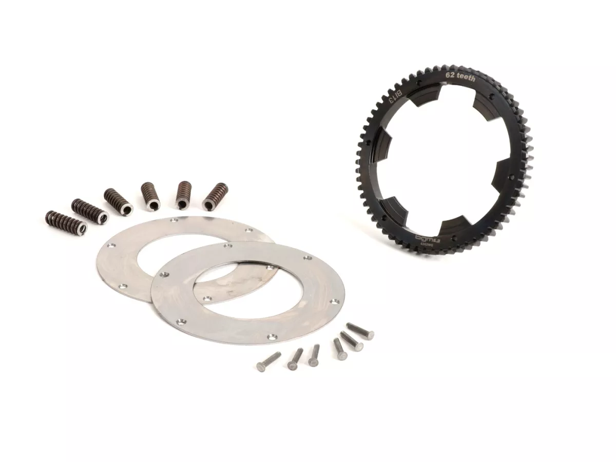 Roda utama -BGM PRO- Vespa Rangka Lebar VM, VN, VL, VB, GS150 (VS5 102950-), Rangka Besar VNA, VNB, VBA, VBB, VGLA, VGLB, VNC (-011000) - termasuk kit reparasi utama yang diperkuat dengan BGM PRO - 62 gigi (bergigi lurus)