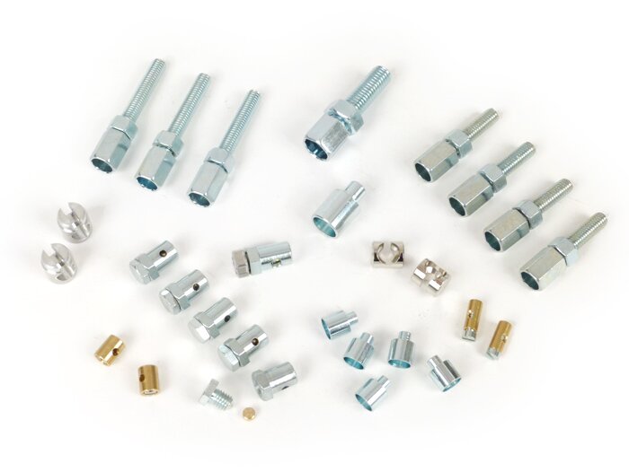 Sekrup penyetel dan set nipel penjepit -BGM ASLI- Vespa PX, T5 125cc, Rally180 (VSD1T), Rally200 (VSE1T), Sprint150 (VLB1T), TS125 (VNL3T), GT125 (VNL2T), GTR125 (VNL2T), SS180 (VSC1T), GS160 / GS4 (VSB1T), GL150 (VLA1T), VNA, VBA, VBB, V50, V90,