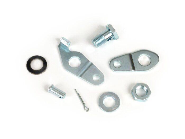 Rear brake cable clamp set -BGM ORIGINAL- Vespa V50, 50N, PV125, ET3, PK S, PK XL1, PK XL2, ETS, VNA, VNB, VBA, VBB, Super, GL, GT, GTR, TS, Sprint, GS, SS, Rally, PX