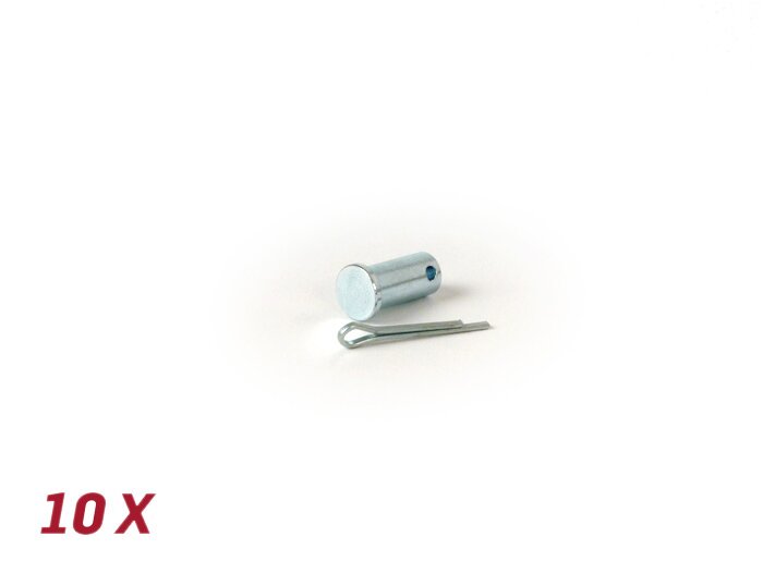 Klemplaatbout Ø=5.4x11mm + splitpen, achterrem -BGM ORIGINAL- Vespa V50, 50N, PV125, ET3, PK S, PK XL1, PK XL2, ETS, VNA, VNB, VBA, VBB, Super, GL, GT, GTR, TS, Sprint, GS, SS, Rally, PX - 10 stuks
