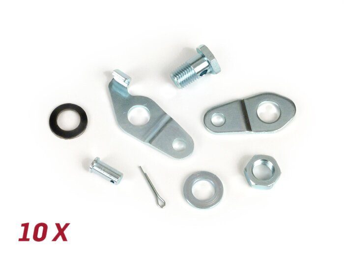 Juego de placas de sujeción freno trasero -BGM ORIGINAL- Vespa V50, 50N, PV125, ET3, PK S, PK XL1, PK XL2, ETS, VNA, VNB, VBA, VBB, Super, GL, GT, GTR, TS, Sprint, GS, SS, Rally, PX - 10 piezas