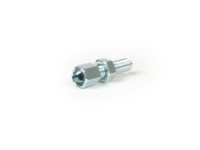 Stelschroef incl. borgmoer -BGM ORIGINELE M7 x 25mm- gebruikt voor motor/remkabel achter Vespa Smallframe/Largeframe V50, PV, ET3, PK, PX, Rally, Sprint, GT, GTR, TS, Super, GL, VBA, VBB, VNB, Breedframe GS150