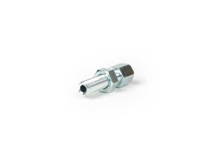 Stelschroef incl. borgmoer -BGM ORIGINELE M7 x 25mm- gebruikt voor motor/remkabel achter Vespa Smallframe/Largeframe V50, PV, ET3, PK, PX, Rally, Sprint, GT, GTR, TS, Super, GL, VBA, VBB, VNB, Breedframe GS150