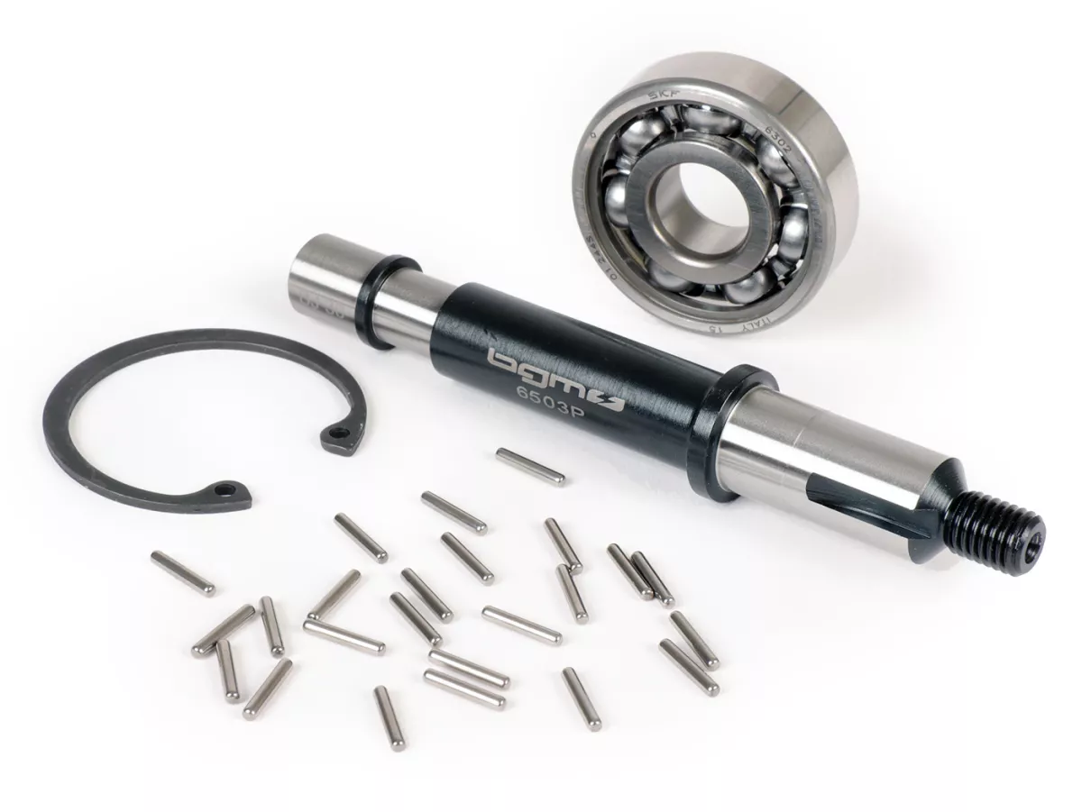 Gear cluster shaft set incl. bearing -BGM ORIGINAL- Vespa PX125, PX150, PX200, Cosa, T5 125cc - bearing seat: Ø=15mm, bushing: Ø=13mm, length: 121mm