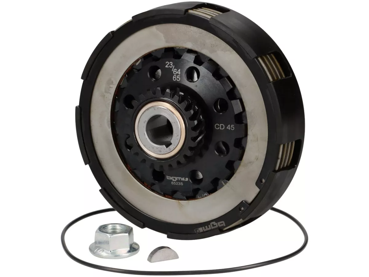 Kopling 23T (64/65) -BGM PRO Superstrong 2.0 Touring STD Ultralube - lapisan Cosa2 (baja/gabus) - 23 gigi untuk roda utama 64/65T - Vespa PX200, Rally200 - (pra. BGM8099)