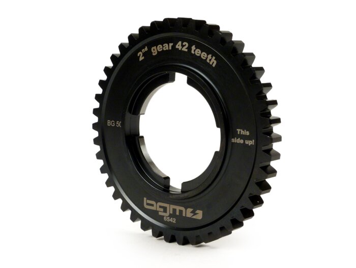 2nd gear cog -BGM PRO, type EFL + type P-range- Vespa PX125-200 (1984-), T5 125cc, Cosa125-200, LML Star/Stella125/150 2-stroke - fits also PX125-200 (-1984), Rally180/200 - 42 teeth