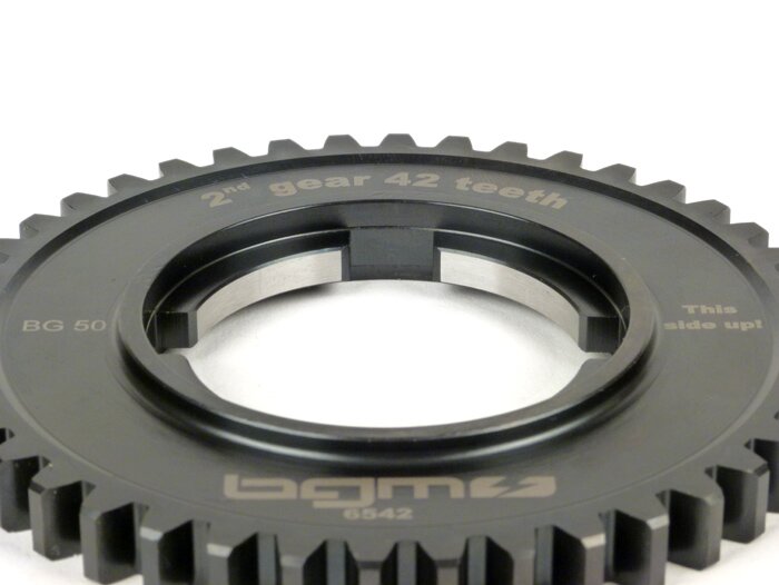 2nd gear cog -BGM PRO, type EFL + type P-range- Vespa PX125-200 (1984-), T5 125cc, Cosa125-200, LML Star/Stella125/150 2-stroke - fits also PX125-200 (-1984), Rally180/200 - 42 teeth