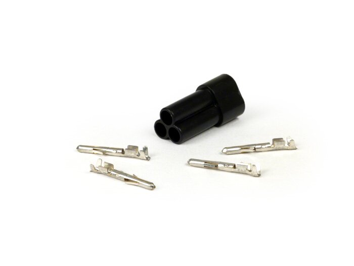 Stekker voor kabelboom -BGM PRO, 3 stekkercontacten- Vespa, Piaggio, Gilera - Contactdoos - bijv. voor Vespa PX tanksensor (met plaatstalen kap)